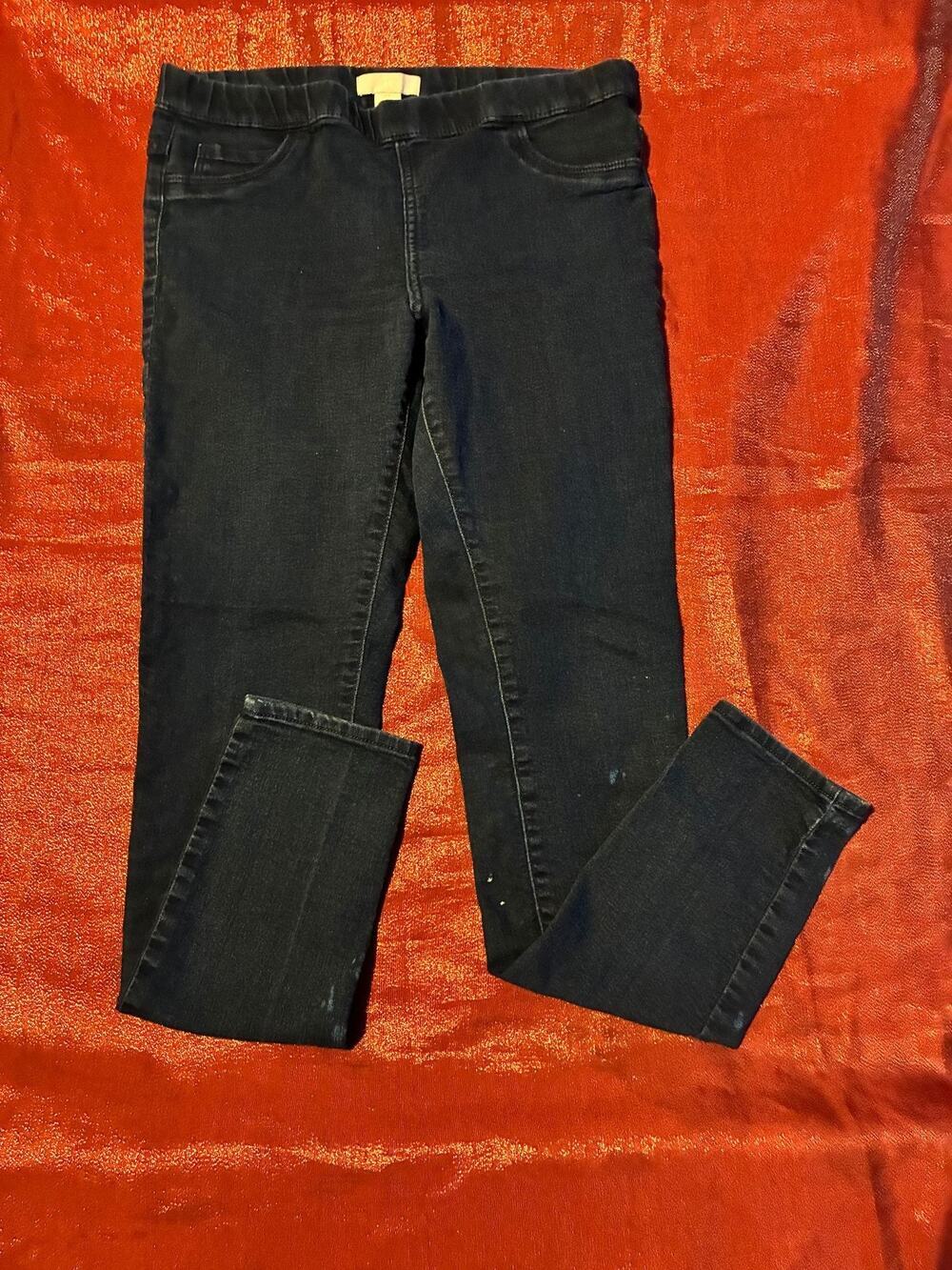 H&M Jeggings Womens 8 Black Stretch Pull On Skinny Denim Jeans Paint Stains